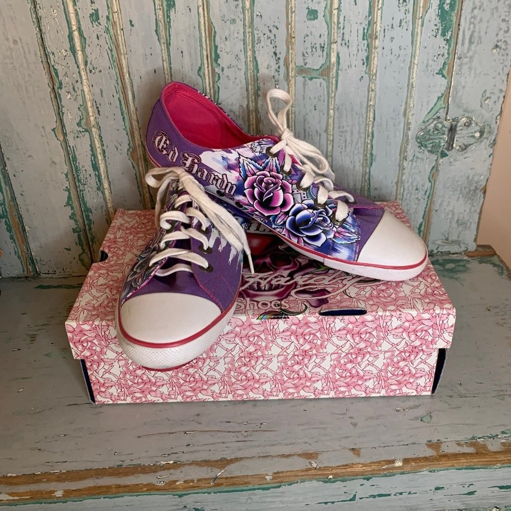 Purple Ed Hardy Sneakers-Size 10